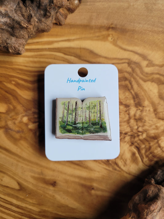 Little Book Pins – Original Hand-Painted Wooden Pins