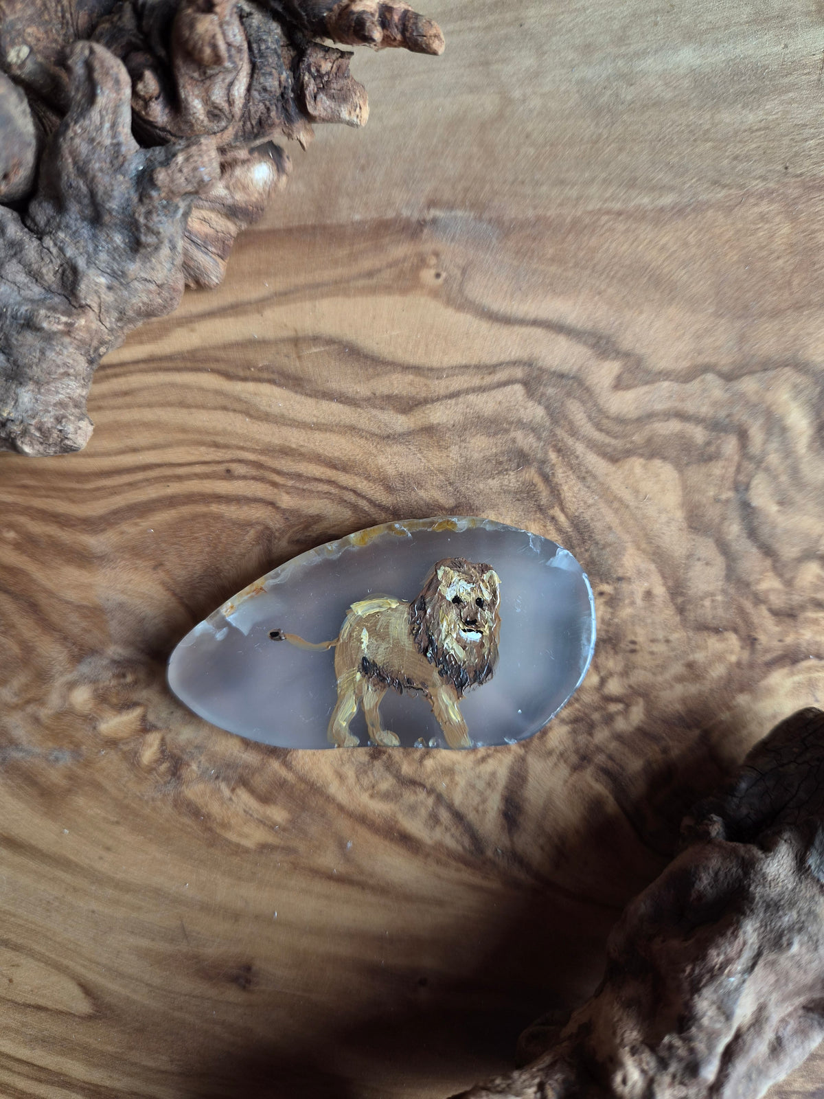 Hand-Painted Natural Agate Slice