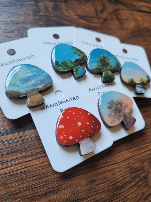 Painted Mushroom Pins