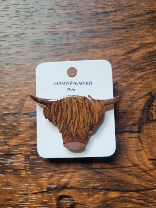 Painted Highland Cow Pin