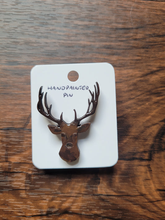 Painted Stag Head Pin