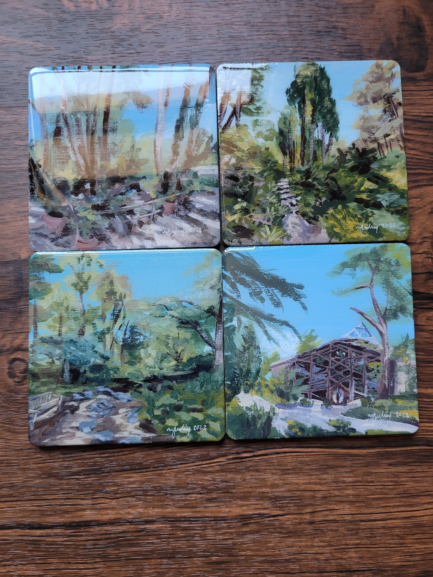 Wooden Coaster Sets - Original Paintings