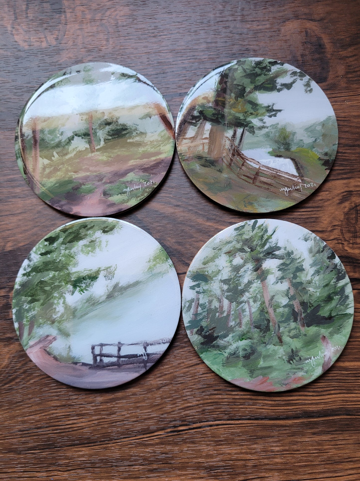 Wooden Coaster Sets - Original Paintings