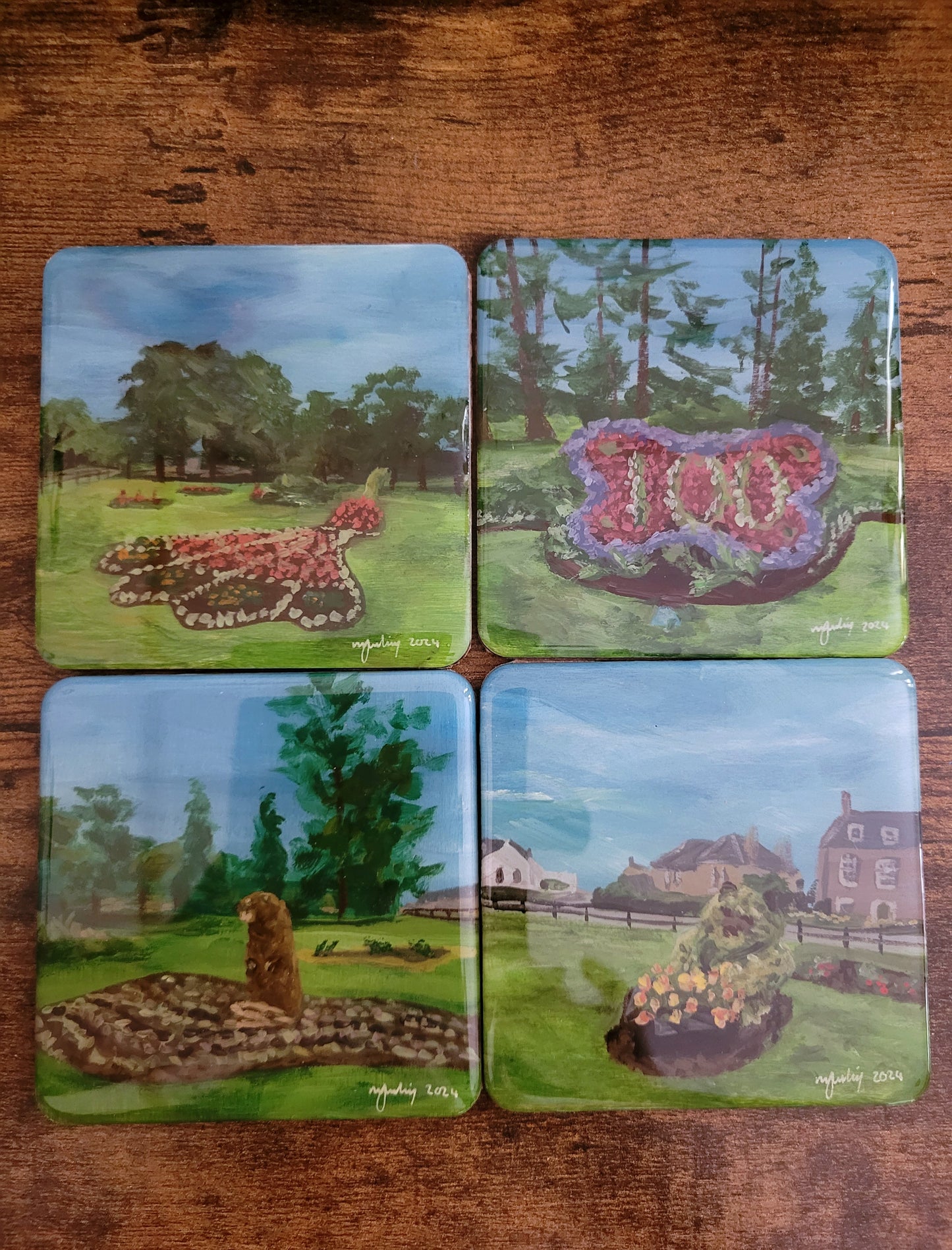 Wooden Coaster Sets - Original Paintings