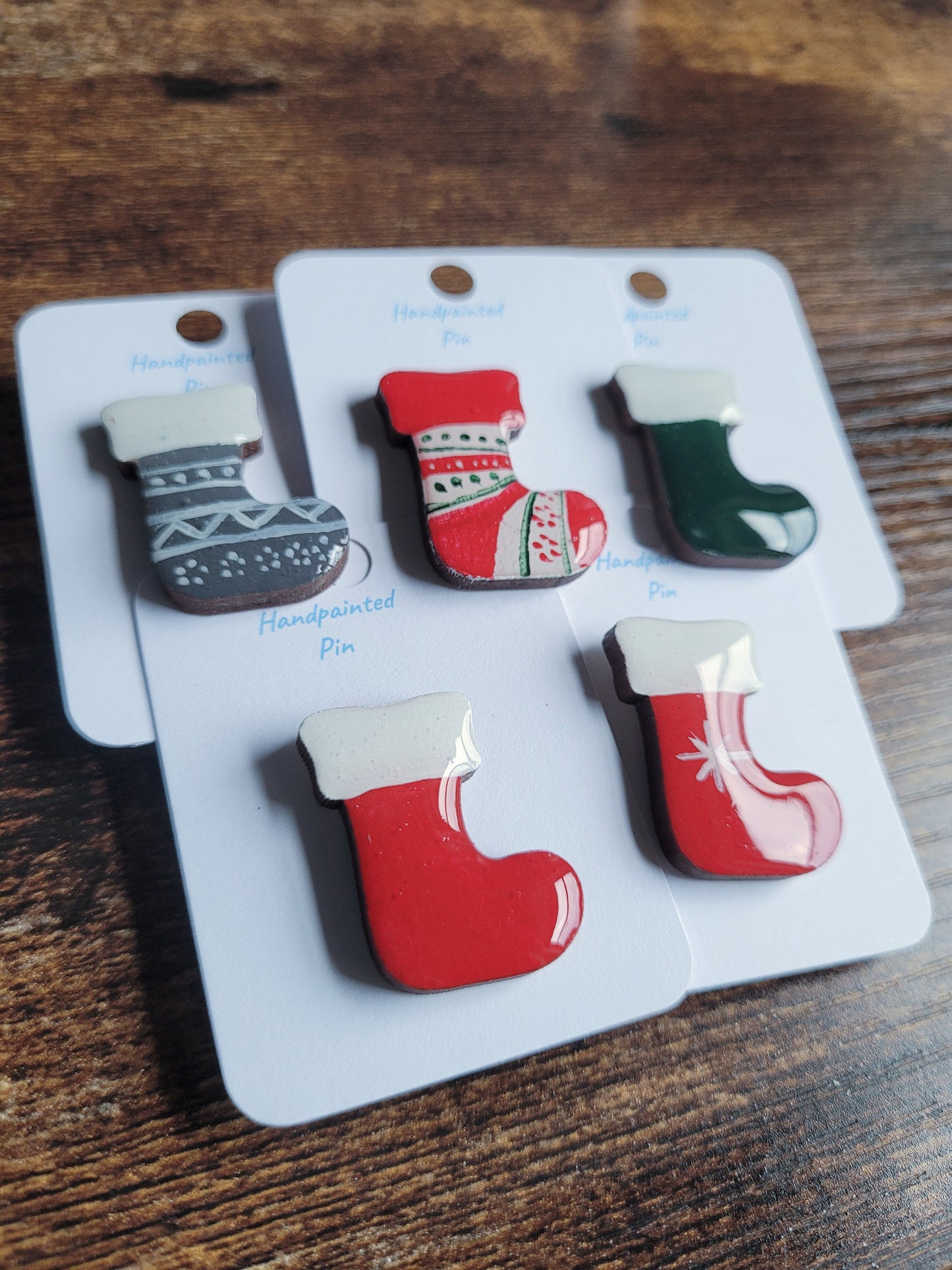 Christmas Stocking Pins - Original Painted Pins