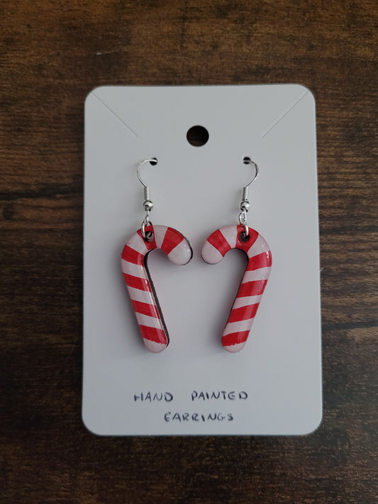 Candy Cane Earrings - Original Painted Earrings