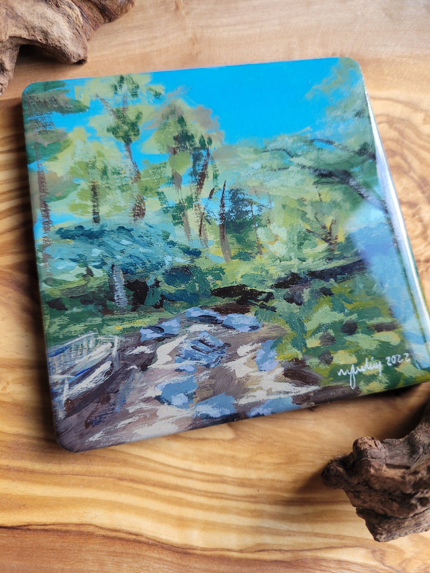 Wooden, Slate & Ceramic Coasters - Original Paintings