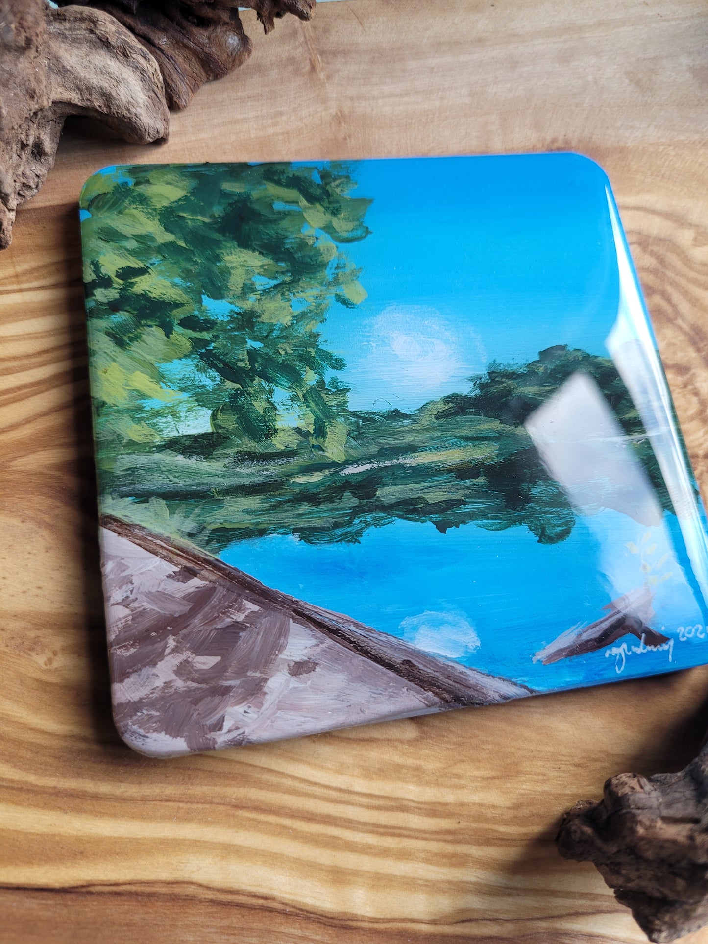 Wooden, Slate & Ceramic Coasters - Original Paintings