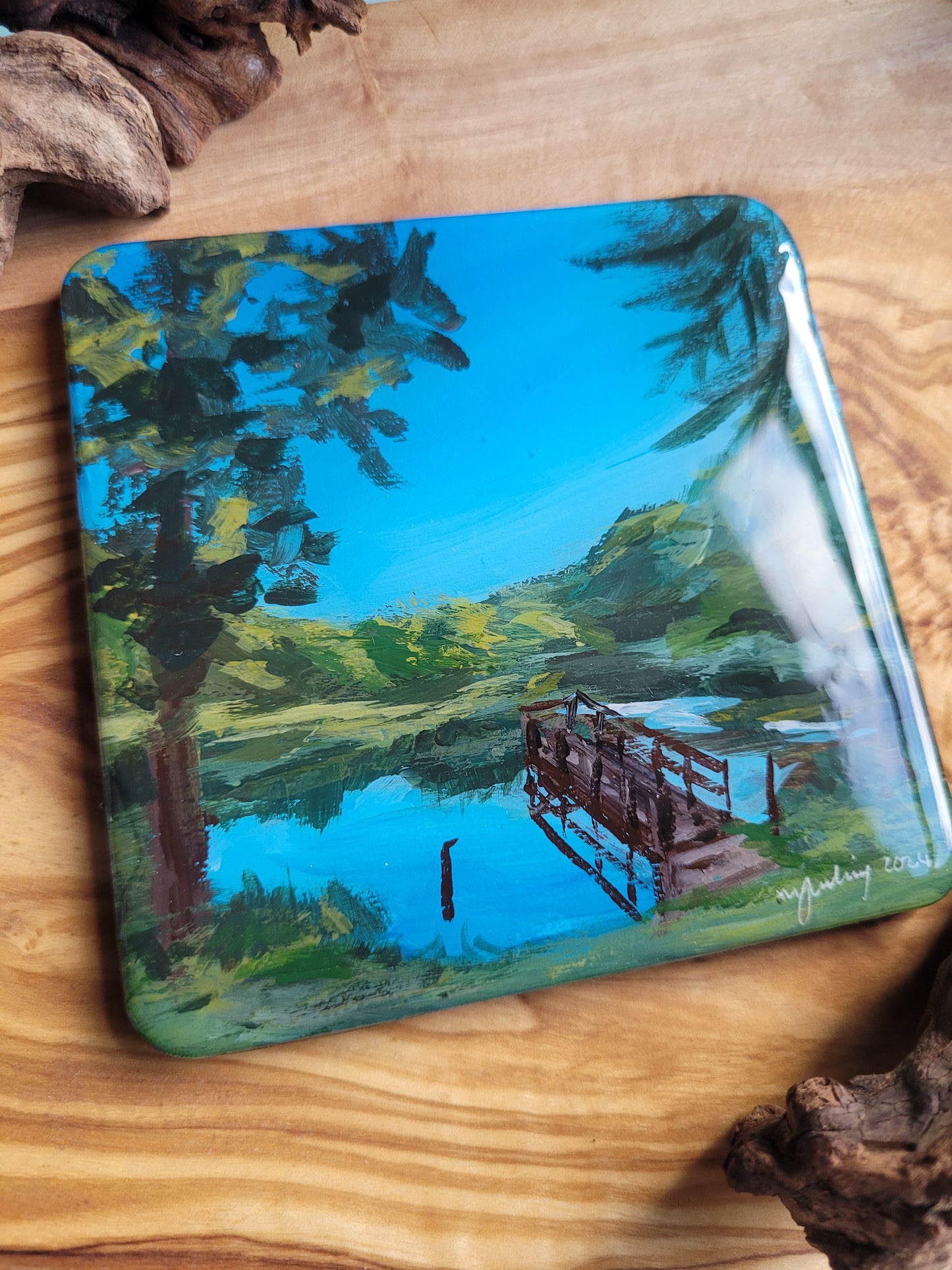 Wooden, Slate & Ceramic Coasters - Original Paintings