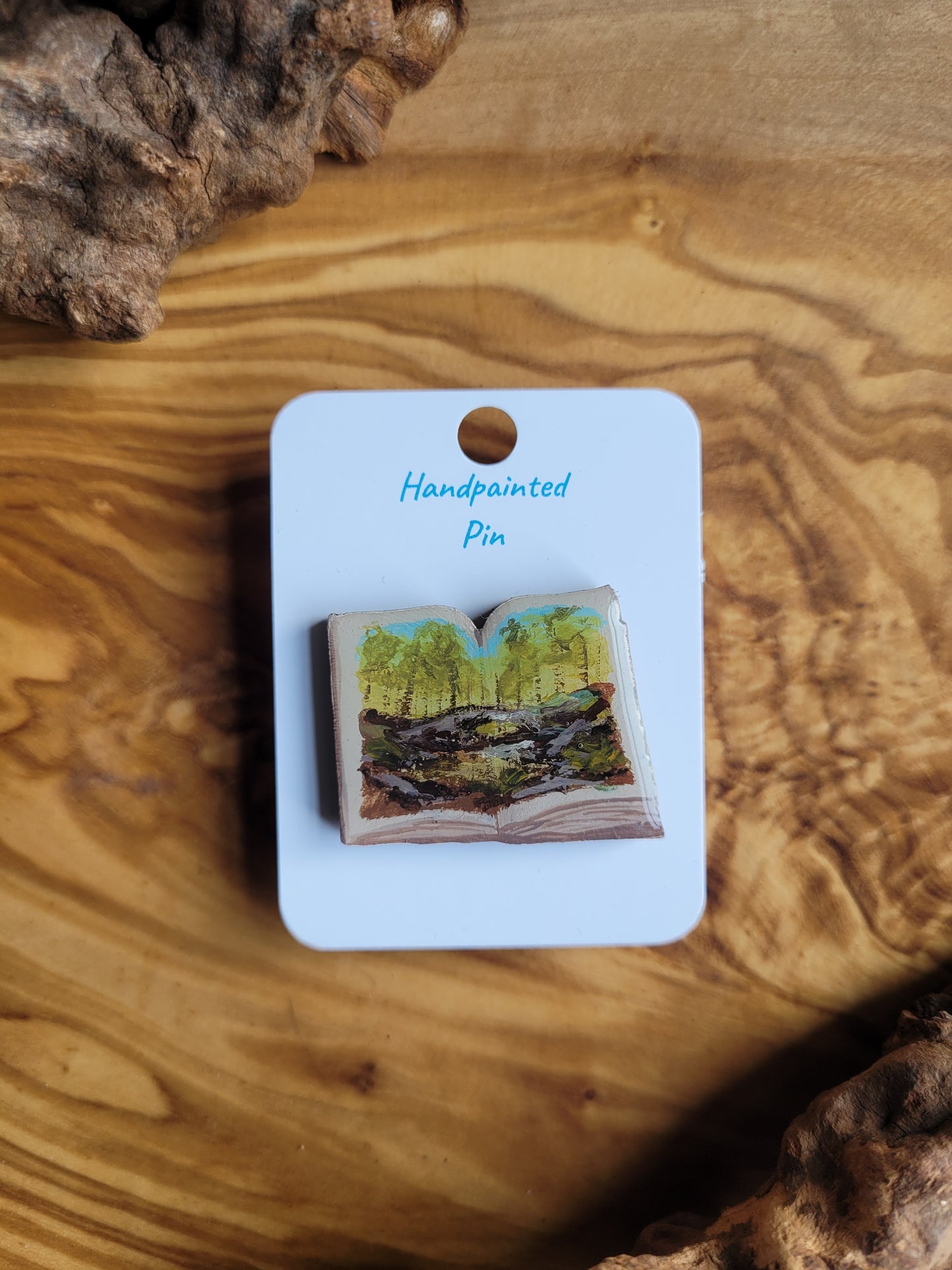Little Book Pins – Original Hand-Painted Wooden Pins