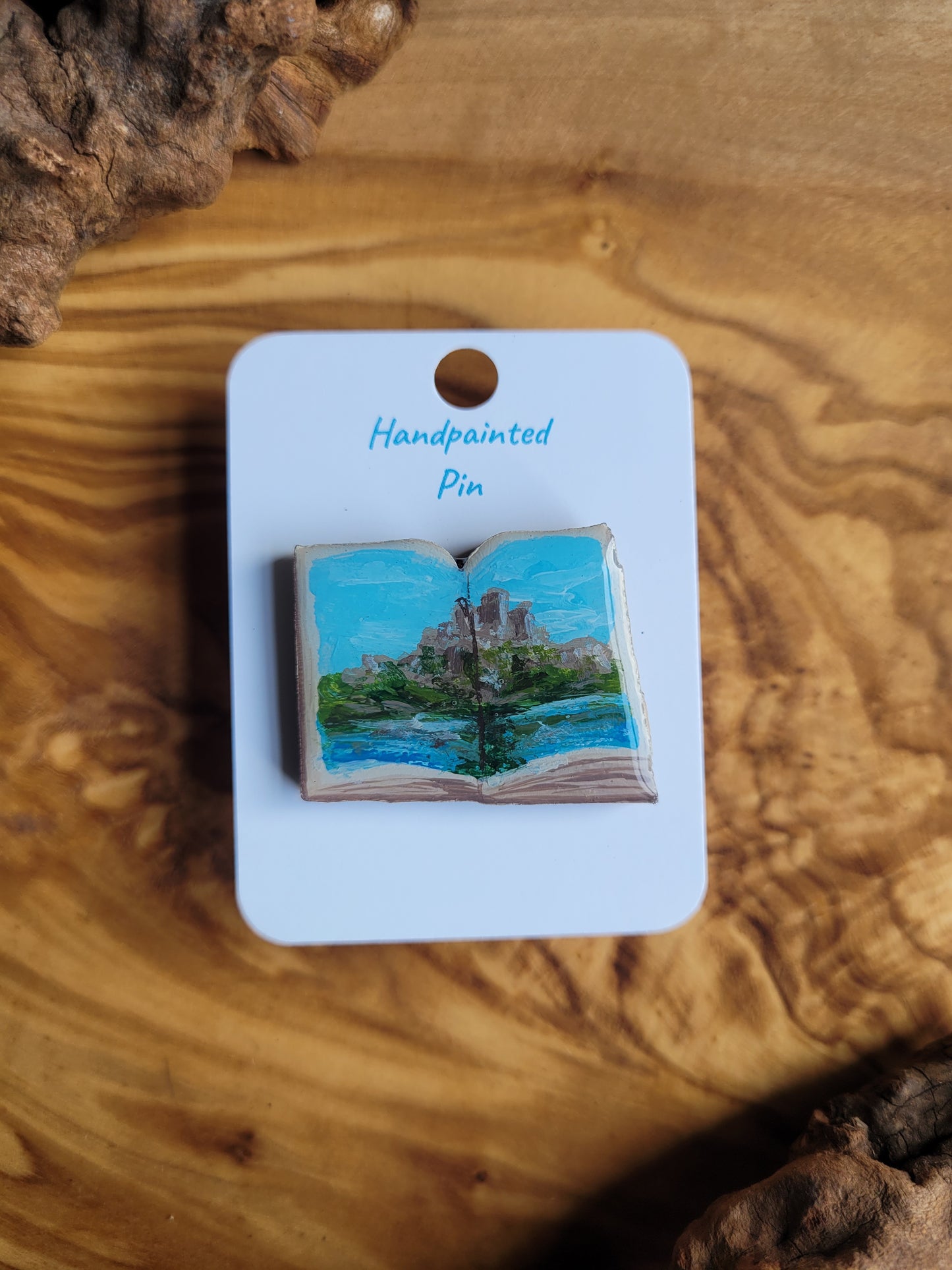 Little Book Pins – Original Hand-Painted Wooden Pins