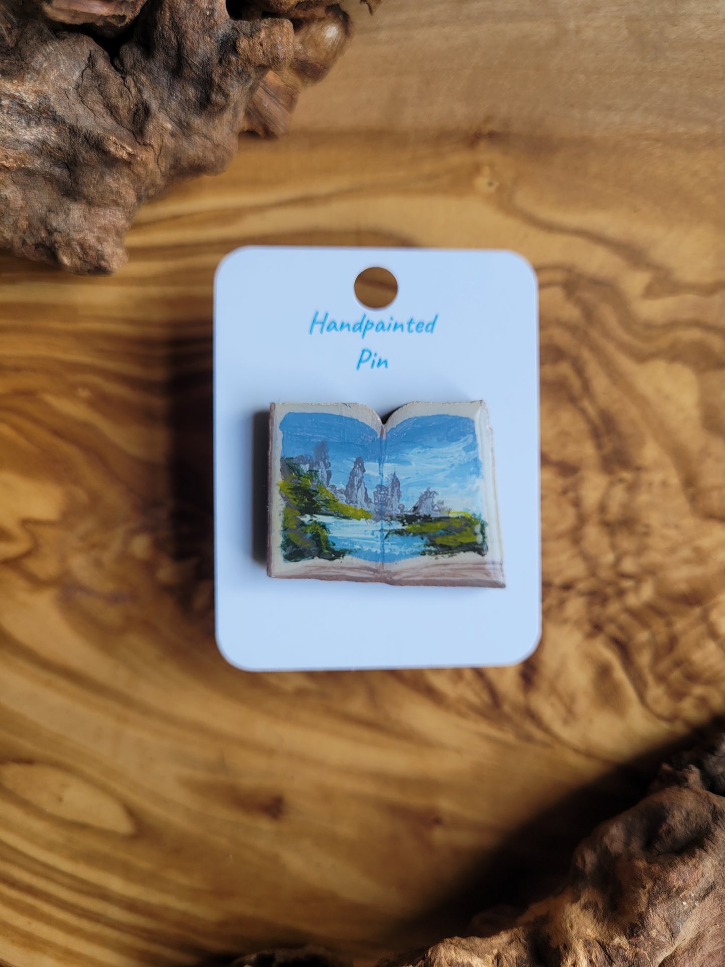 Little Book Pins – Original Hand-Painted Wooden Pins