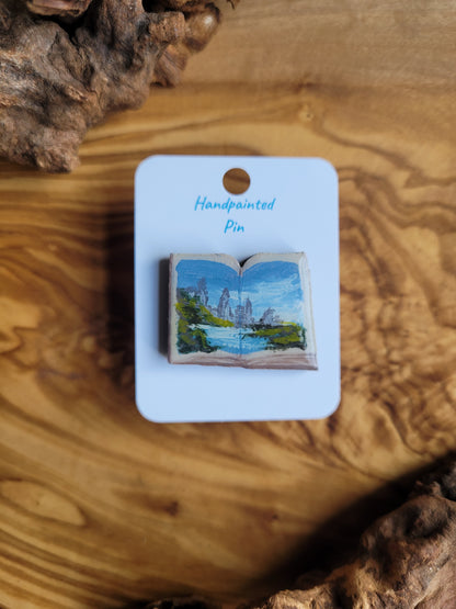 Little Book Pins – Original Hand-Painted Wooden Pins
