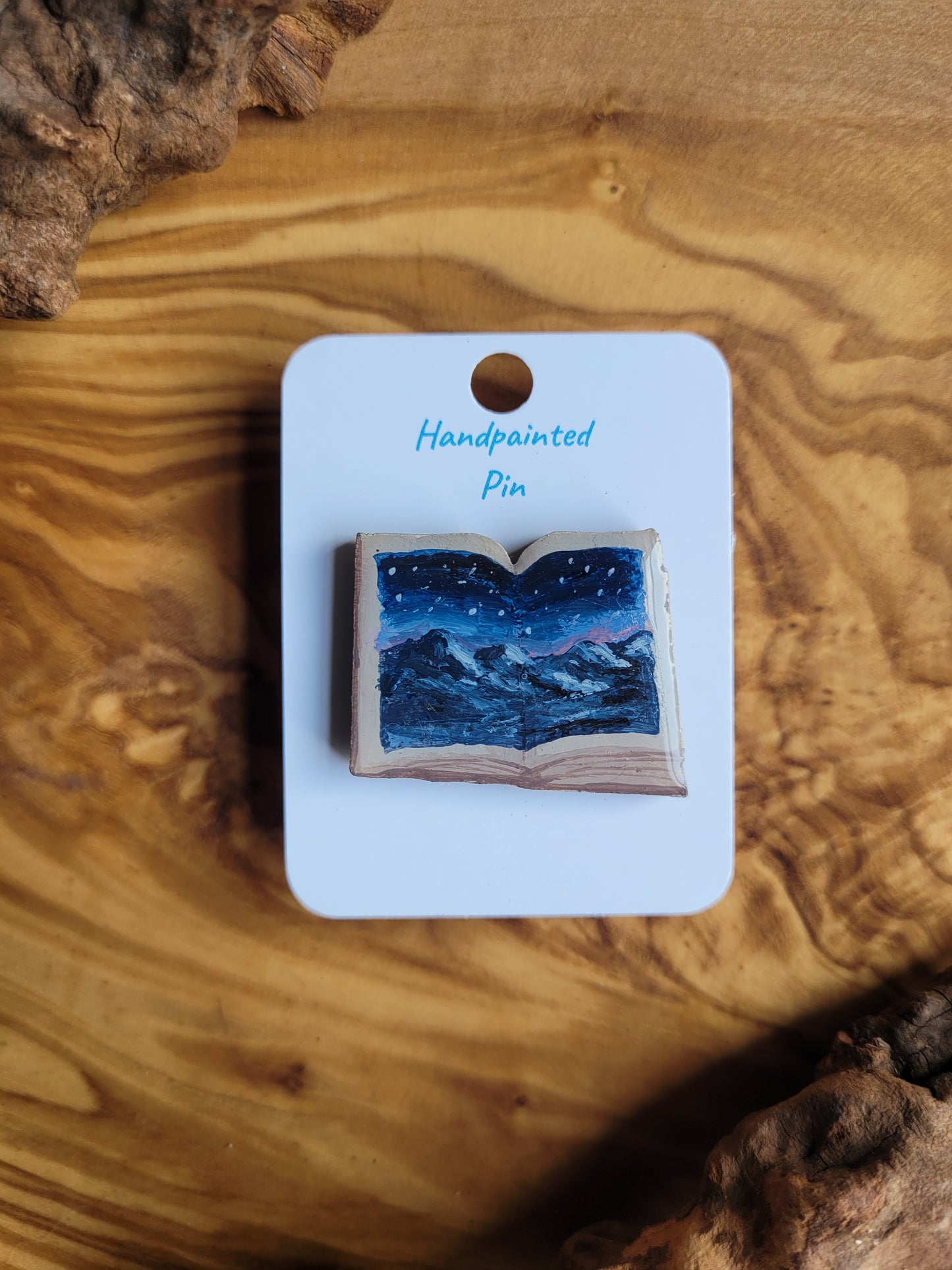 Little Book Pins – Original Hand-Painted Wooden Pins