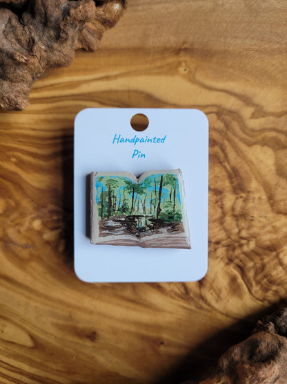 Little Book Pins – Original Hand-Painted Wooden Pins