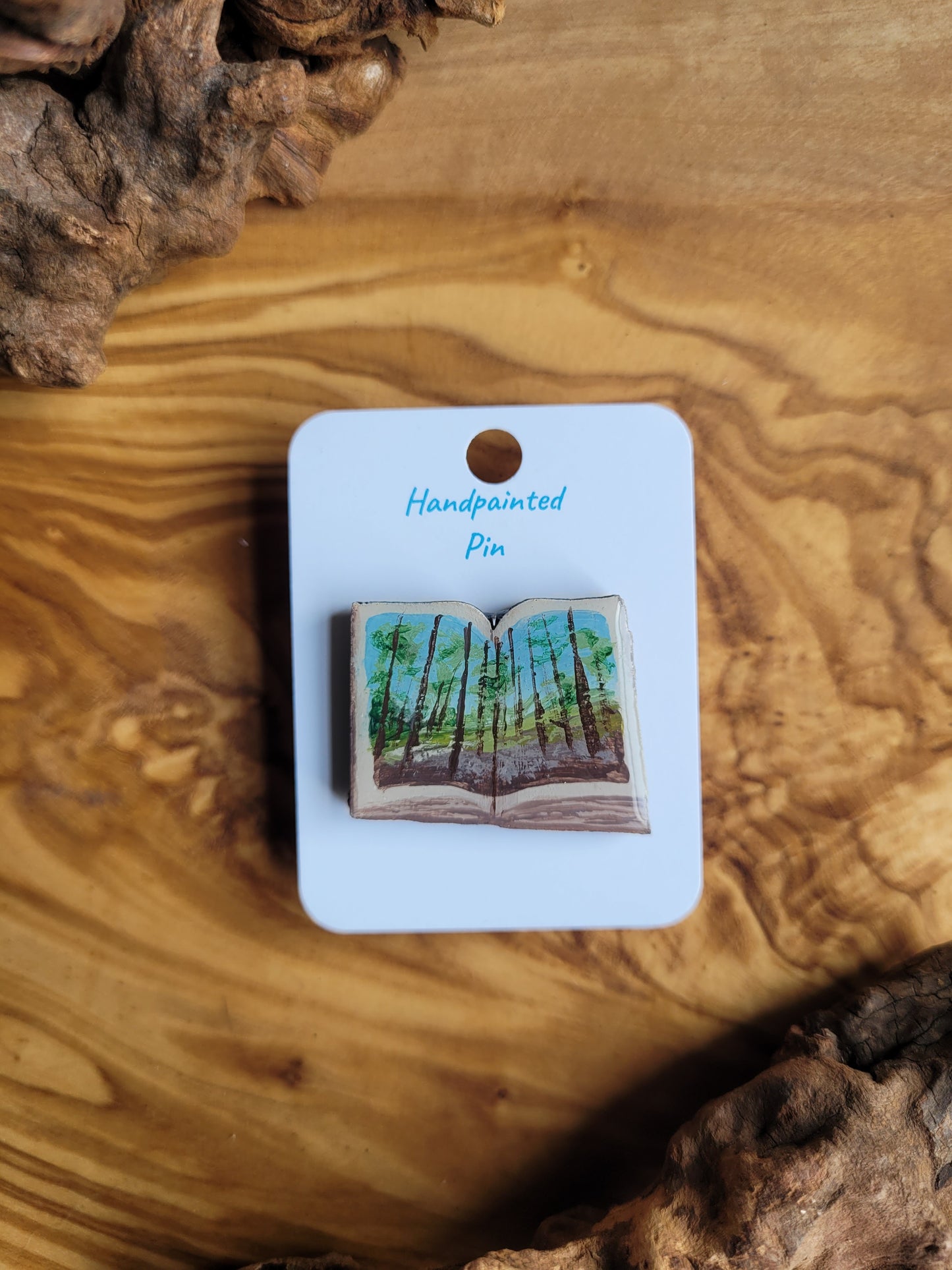 Little Book Pins – Original Hand-Painted Wooden Pins