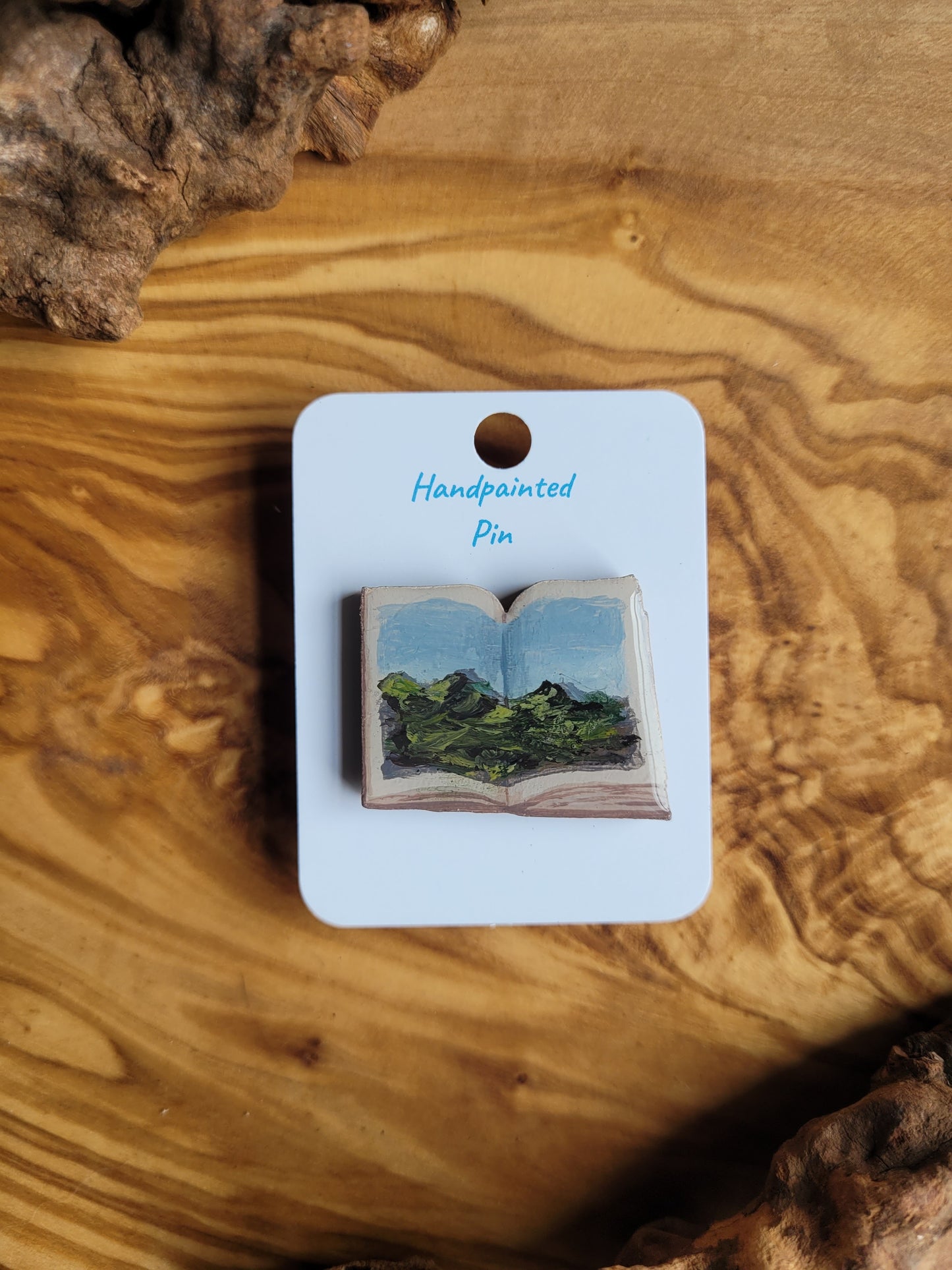 Little Book Pins – Original Hand-Painted Wooden Pins