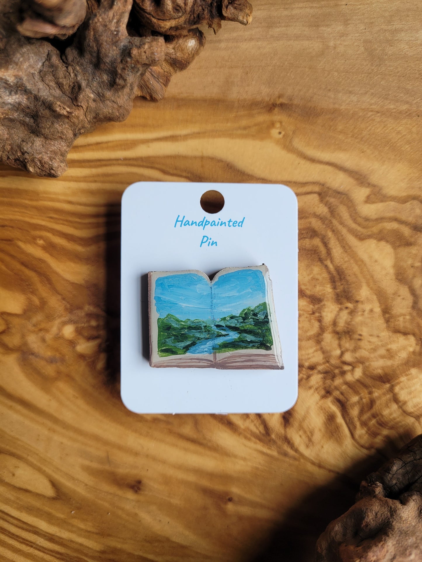 Little Book Pins – Original Hand-Painted Wooden Pins