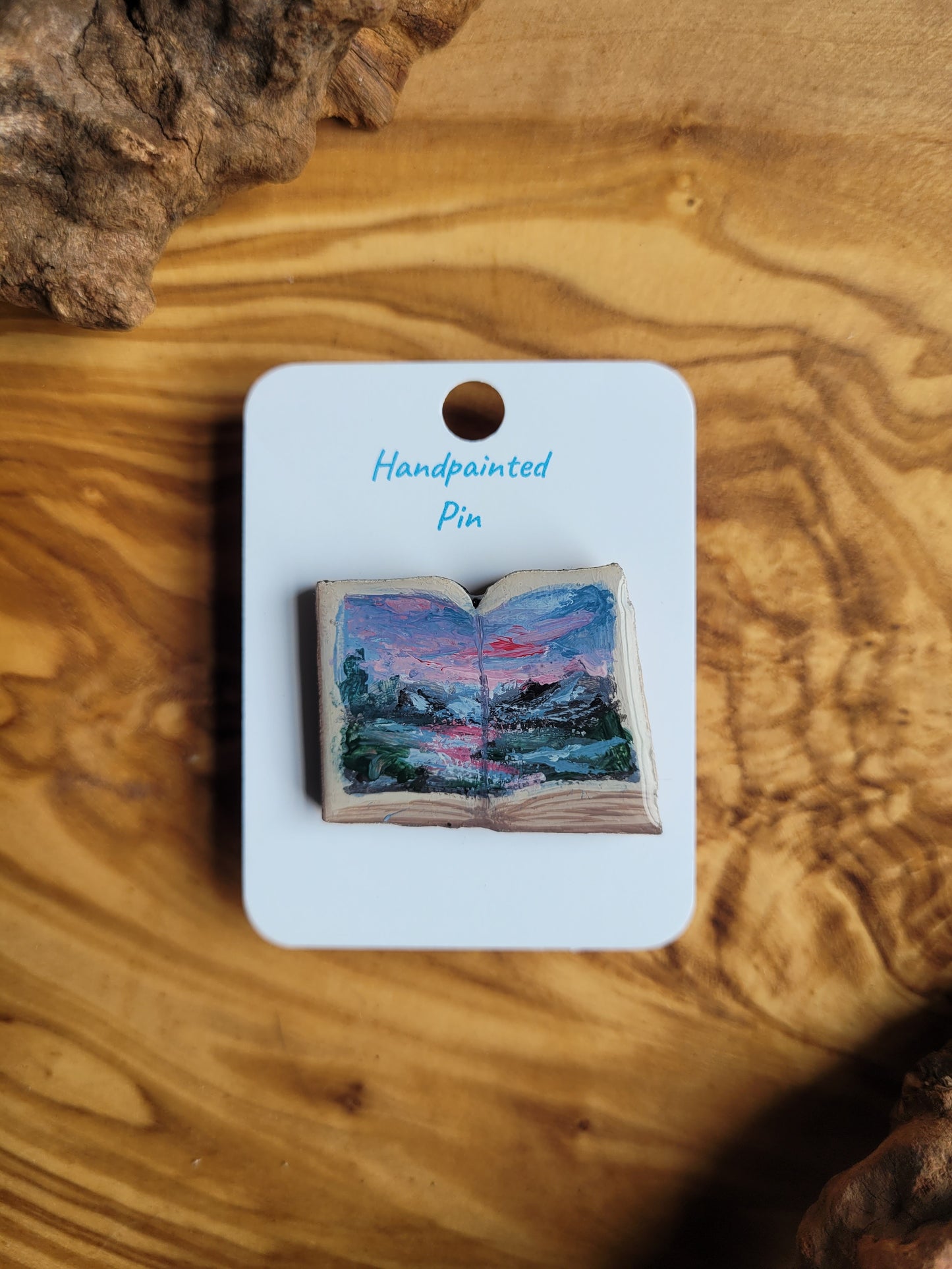 Little Book Pins – Original Hand-Painted Wooden Pins
