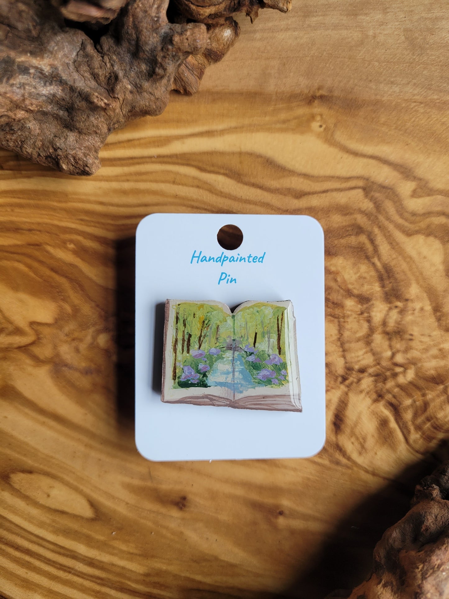 Little Book Pins – Original Hand-Painted Wooden Pins