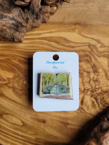 Little Book Pins – Original Hand-Painted Wooden Pins