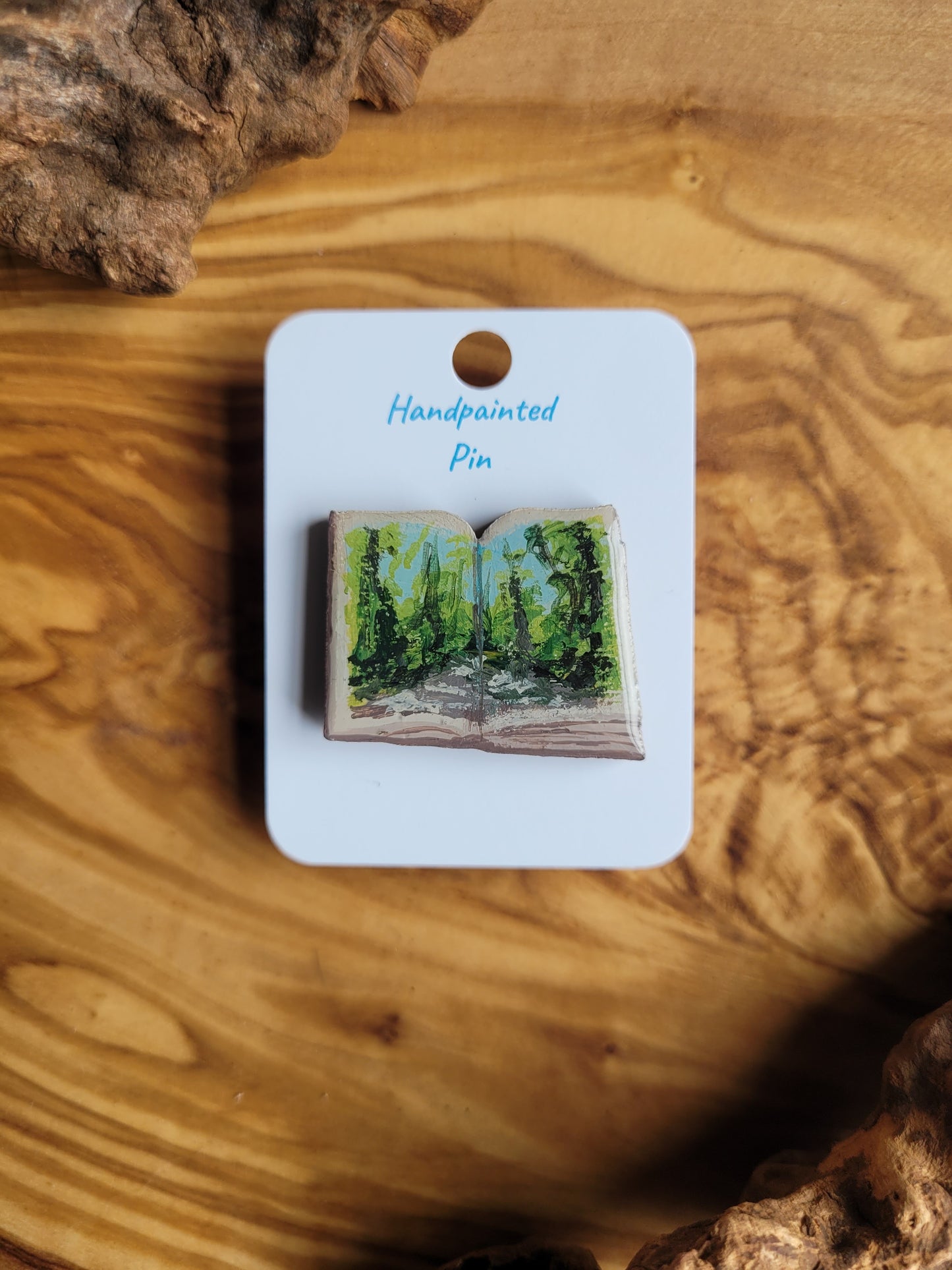 Little Book Pins – Original Hand-Painted Wooden Pins