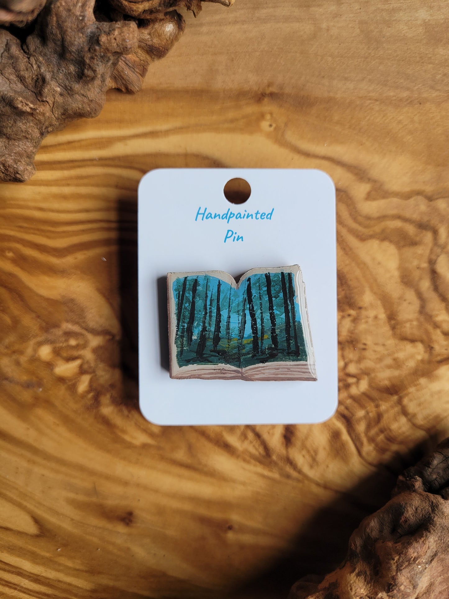 Little Book Pins – Original Hand-Painted Wooden Pins