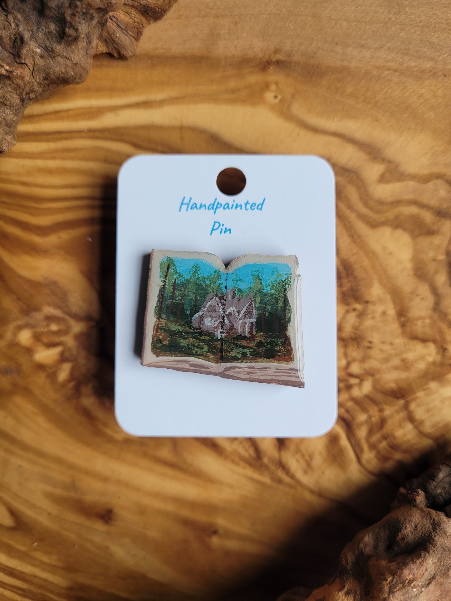 Little Book Pins – Original Hand-Painted Wooden Pins