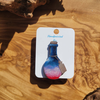 Purple handpainted potion bottle shaped pin