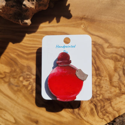 Red handpainted potion bottle shaped pin