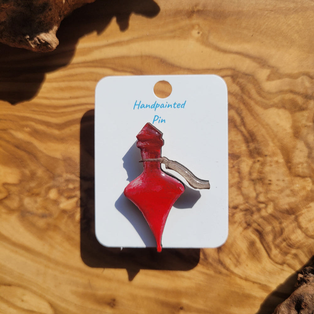 Red handpainted potion bottle shaped pin