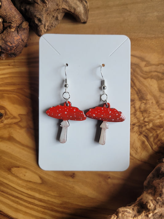Mushroom Earrings - Original Painted Earrings