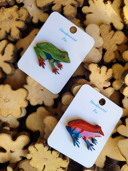 Frog Pins - Original Hand-Painted Wooden Pins
