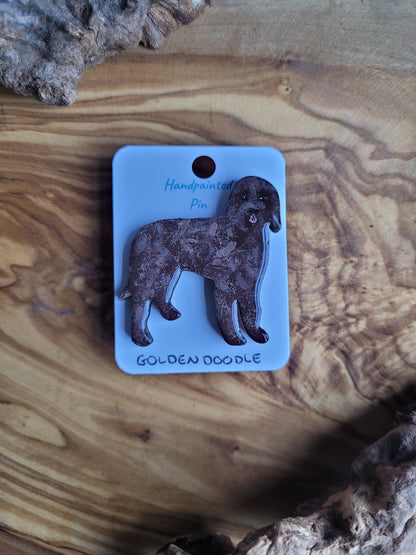 Goldendoodle Dog Pins - Original Painted Pin