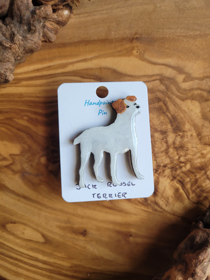 Jack Russel Terrier Dog Pins - Hand-Painted Wooden Pin