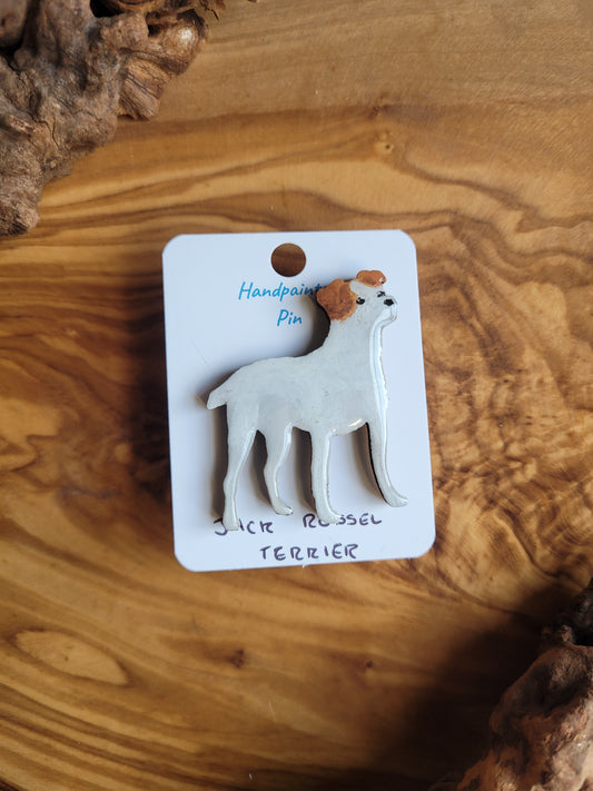 Jack Russel Terrier Dog Pins - Hand-Painted Wooden Pin
