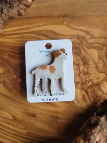 Jack Russel Terrier Dog Pins - Hand-Painted Wooden Pin