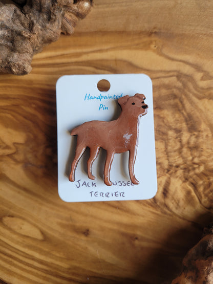 Jack Russel Terrier Dog Pins - Hand-Painted Wooden Pin