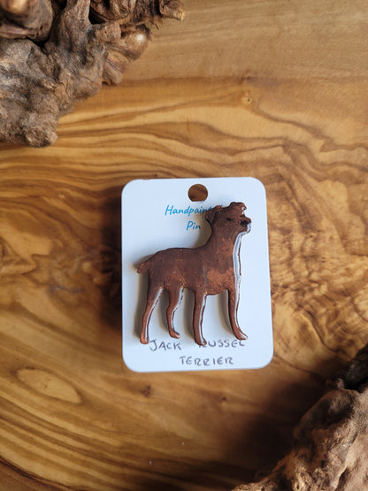 Jack Russel Terrier Dog Pins - Hand-Painted Wooden Pin