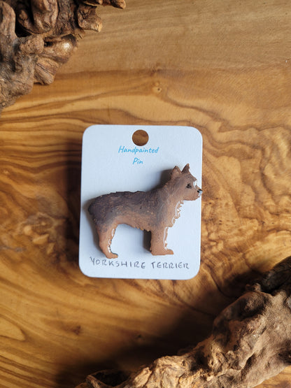 Yorkshire Terrier Dog Pins - Hand-Painted Wooden Pin