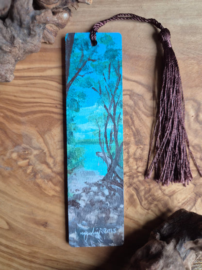 Hand-painted wooden bookmark of loughgall country park
