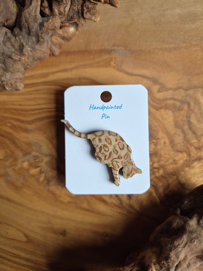 Cat Pins – Hand-Painted Wooden Pin Badge