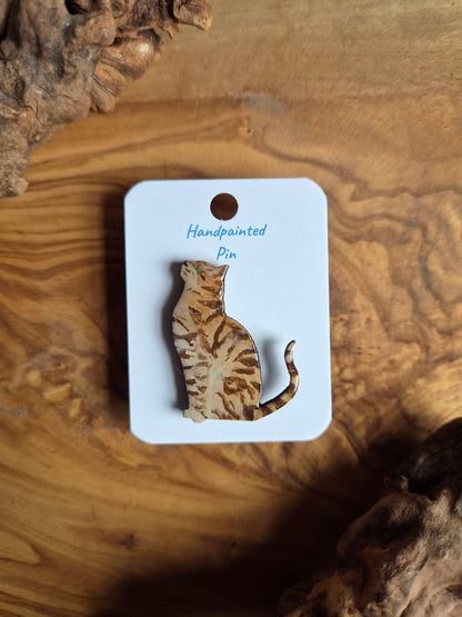 Cat Pins – Hand-Painted Wooden Pin Badge