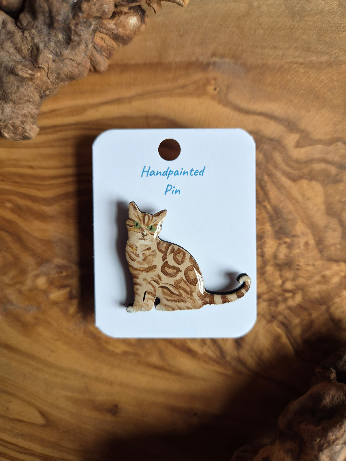 Cat Pins – Hand-Painted Wooden Pin Badge