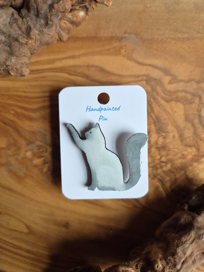 Cat Pins – Hand-Painted Wooden Pin Badge