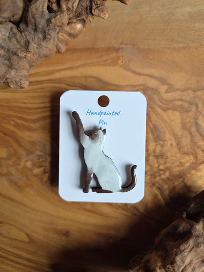Cat Pins – Hand-Painted Wooden Pin Badge