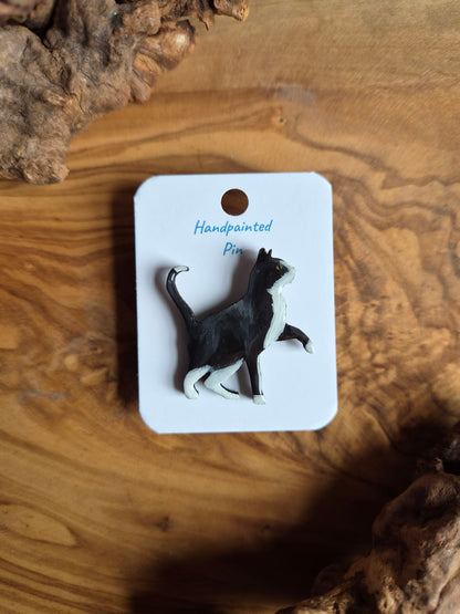 Cat Pins – Hand-Painted Wooden Pin Badge