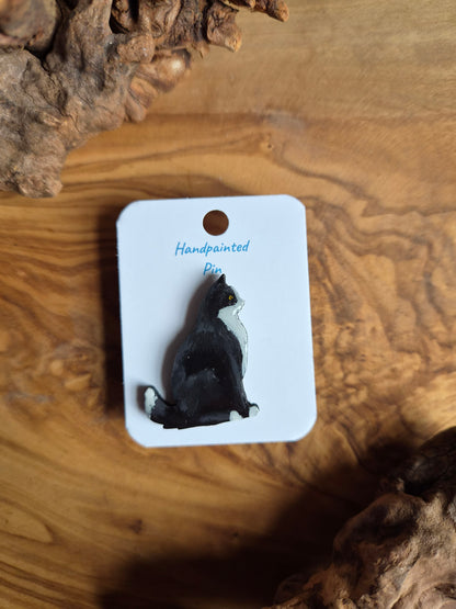Cat Pins – Hand-Painted Wooden Pin Badge