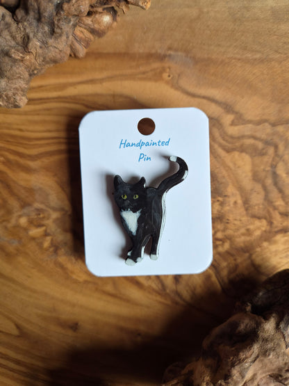 Cat Pins – Hand-Painted Wooden Pin Badge