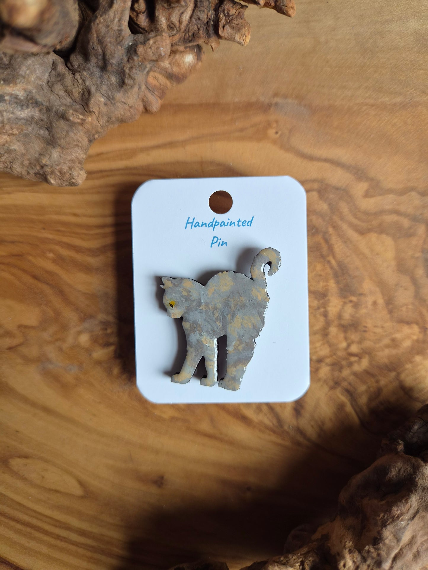 Cat Pins – Hand-Painted Wooden Pin Badge